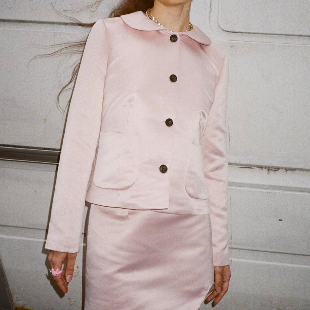 Sandy Liang Pale Pink Satin Jacket